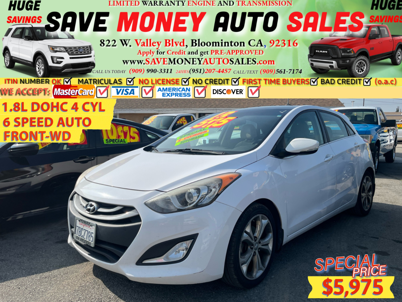 2013 Hyundai Elantra GT 1.8L DOHC 4 CYL>6 SPEED AUTO>FRONT-WD