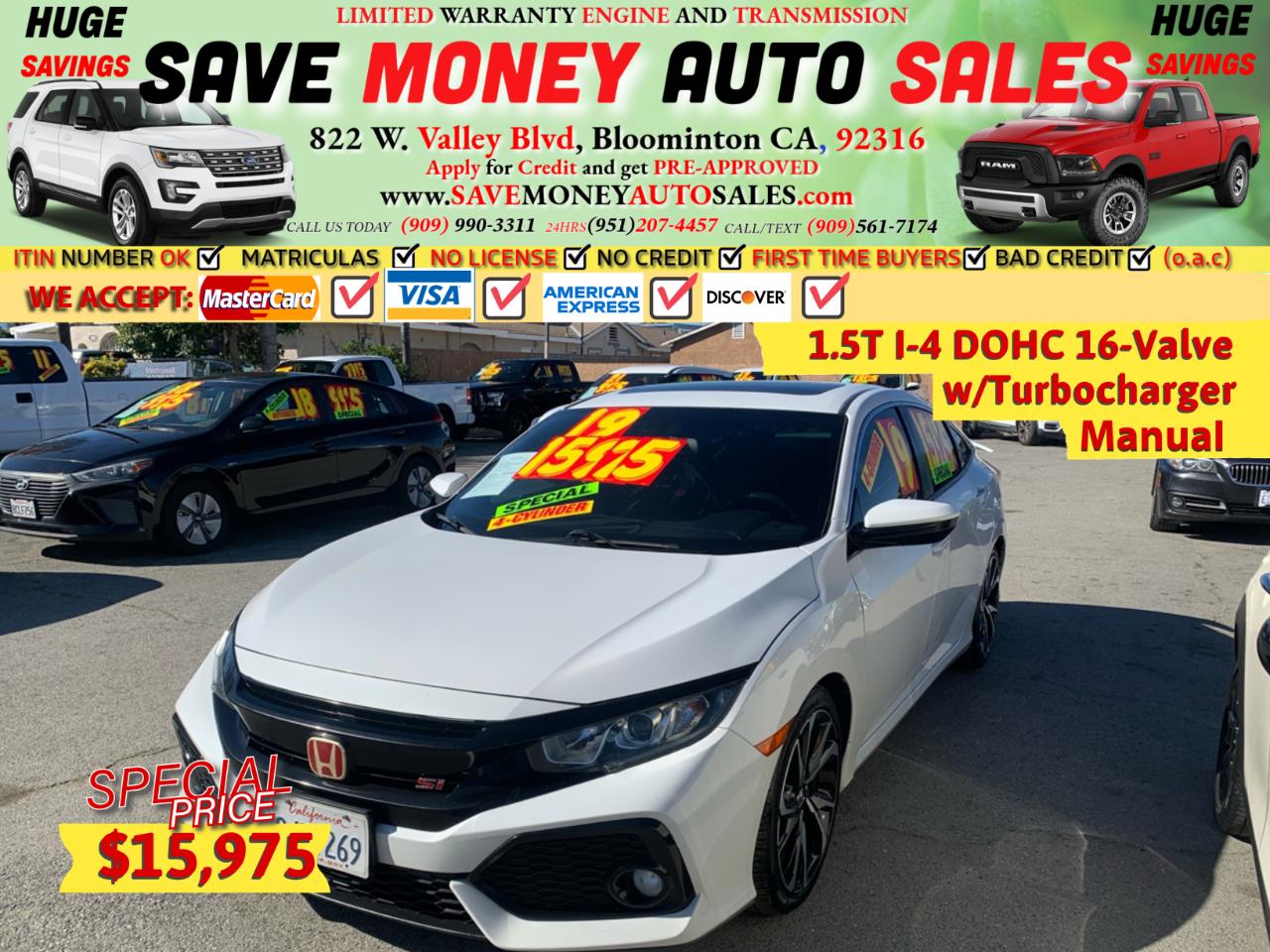 2019 Honda Civic Si Sedan Manual w/Summer Tires *Ltd Avail*