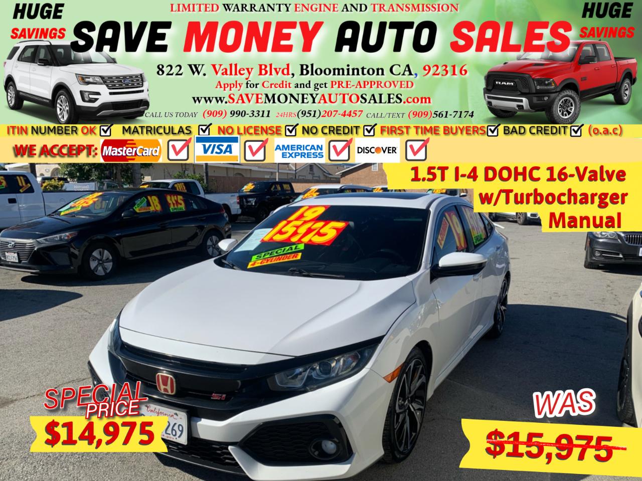 2019 Honda Civic Si Sedan Manual w/Summer Tires *Ltd Avail*