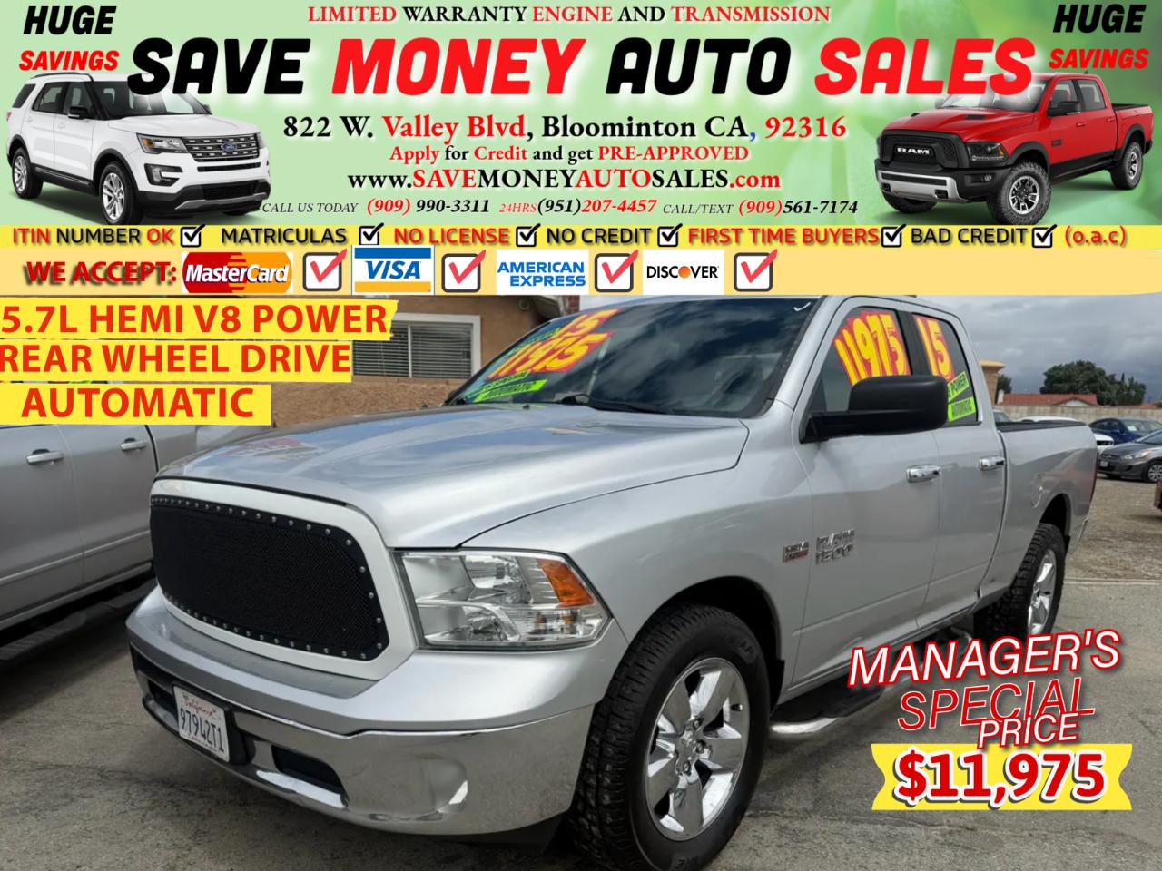 2015 RAM 1500 2WD Quad Cab 140.5" Big Horn