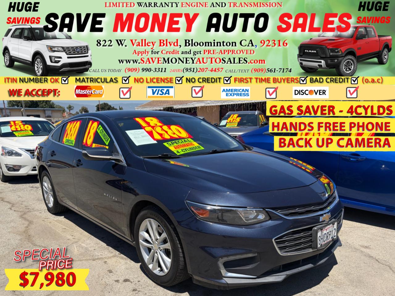 2018 Chevrolet Malibu TURBO ENGINE + GAS SAVER