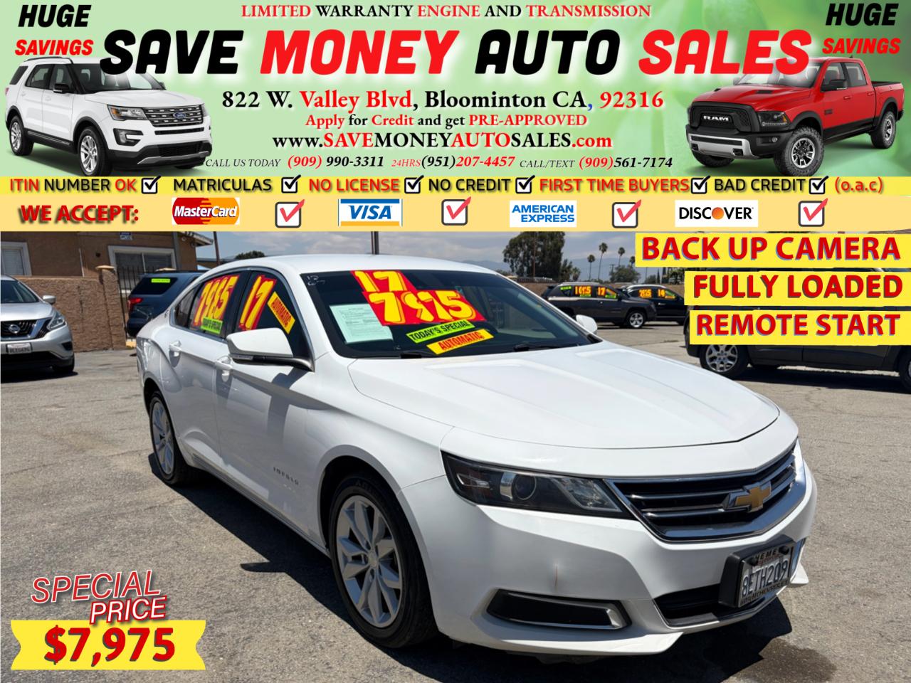 2017 Chevrolet IMPALA LT FULLY LOADED + REMOTE START