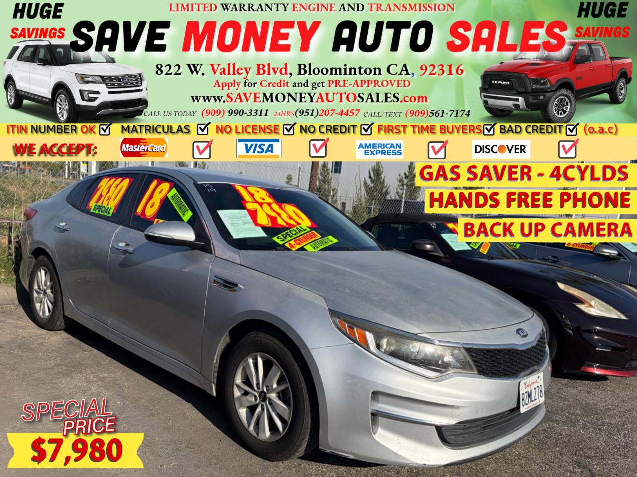 2018 Kia OPTIMA LX/ GAS SAVER - 4 CYLDS