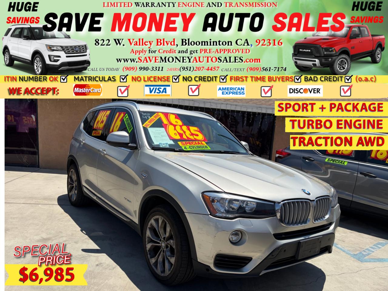 2016 BMW X3 TURBO ENGINE-AWD*
