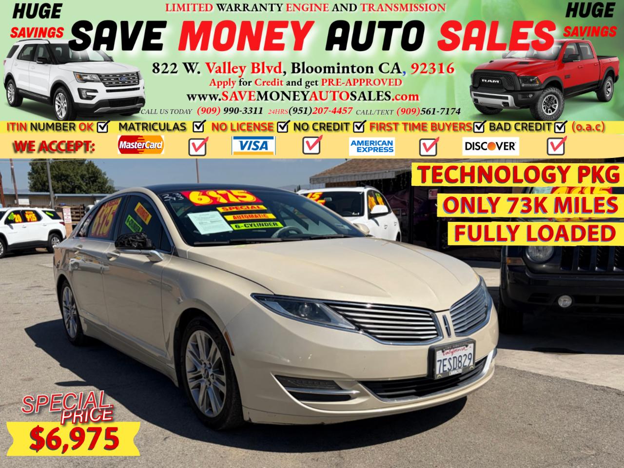 2014 Lincoln MKZ ONLY 73K MILES