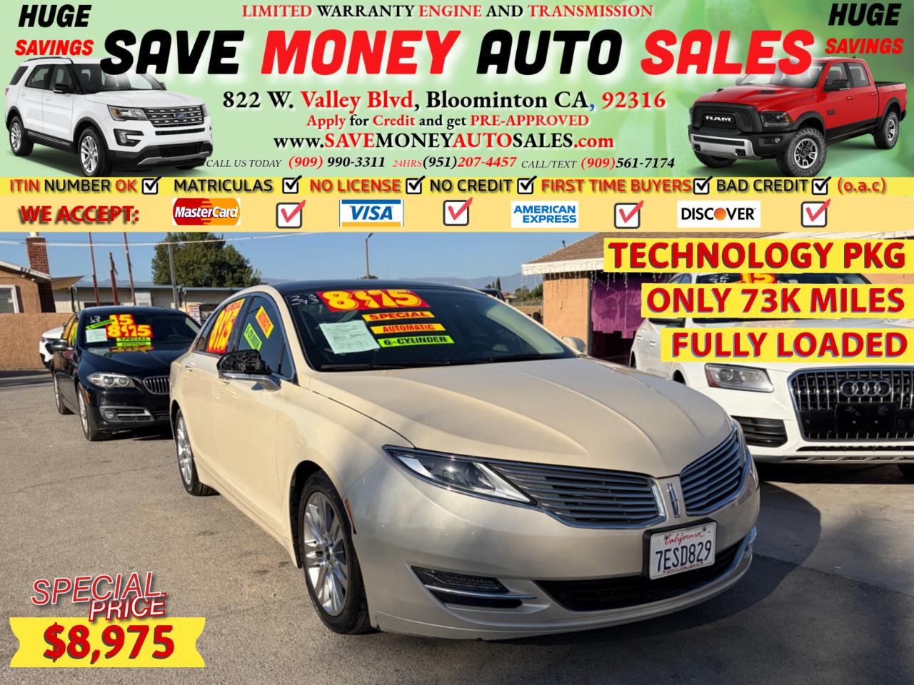 2014 Lincoln MKZ ONLY 73K MILES