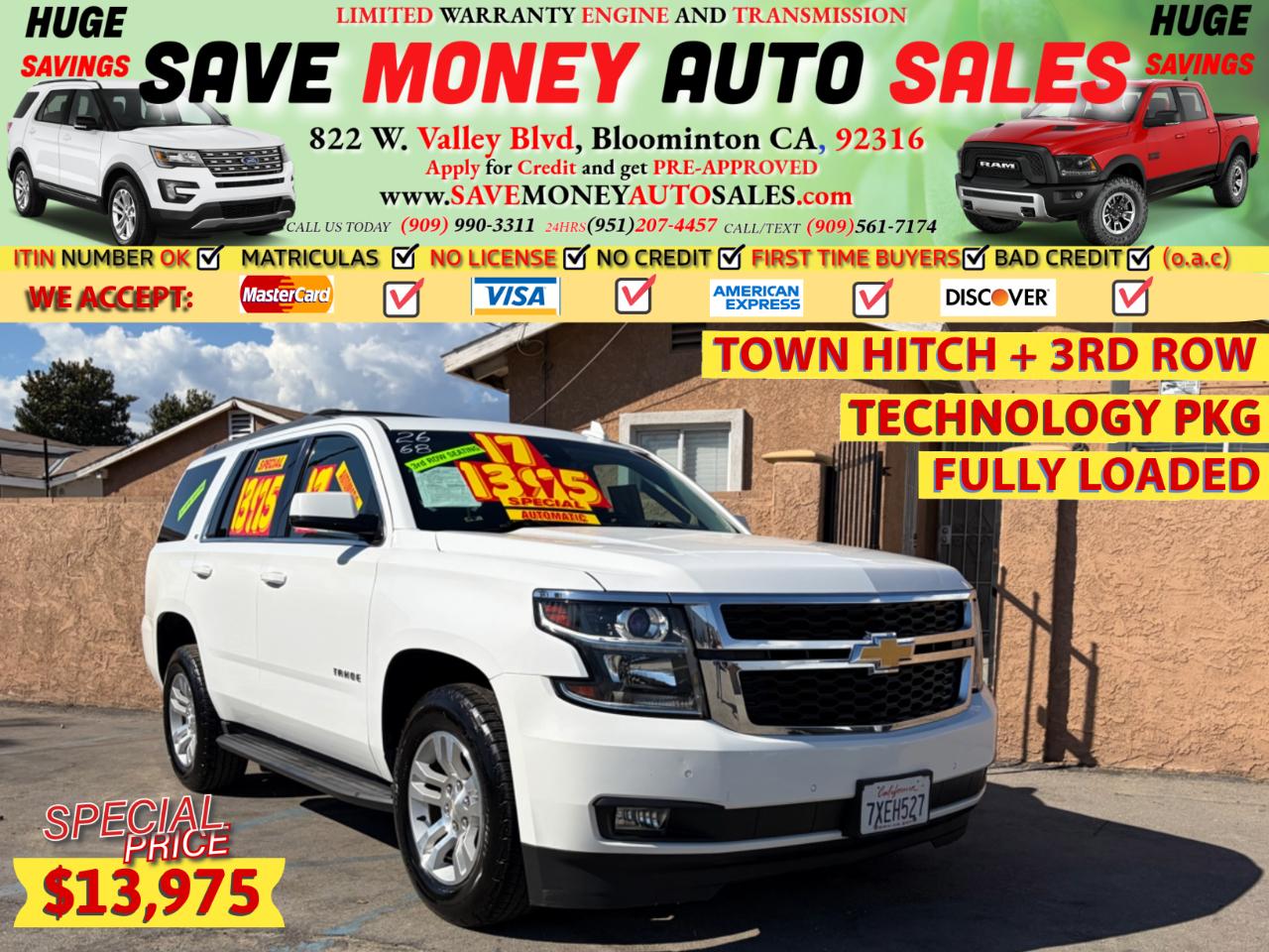 2017 Chevrolet Tahoe TOW HITCH + 3RD ROW