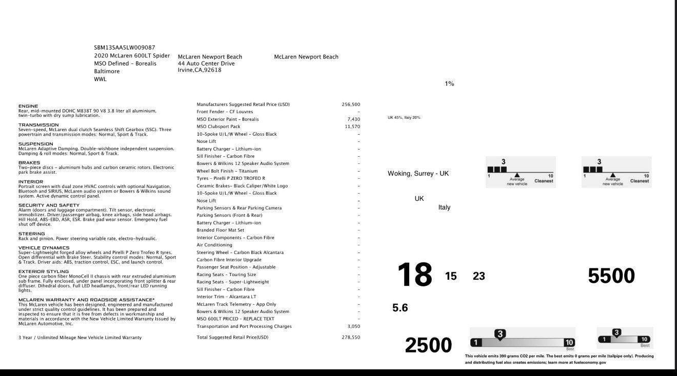 McLaren 600LT Spider  2020