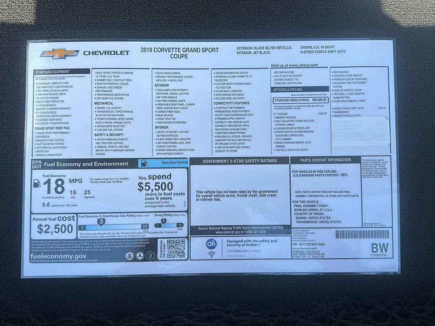 Chevrolet Corvette Grand Sport Preferred w/2LT Coupe Auto 2019