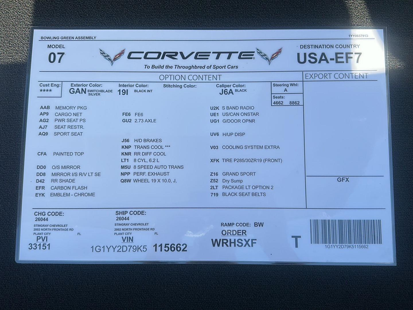 Chevrolet Corvette Grand Sport Preferred w/2LT Coupe Auto 2019