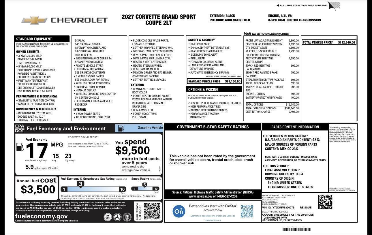 Chevrolet Corvette Grand Sport Coupe w/2LT 2027