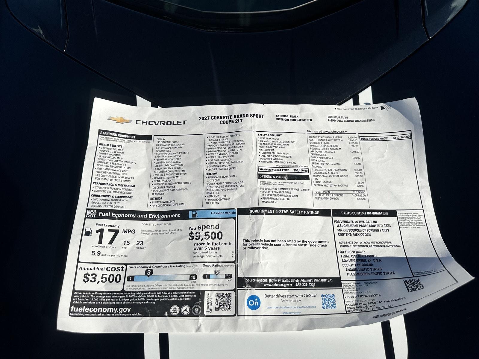 Chevrolet Corvette Grand Sport Coupe w/2LT 2027