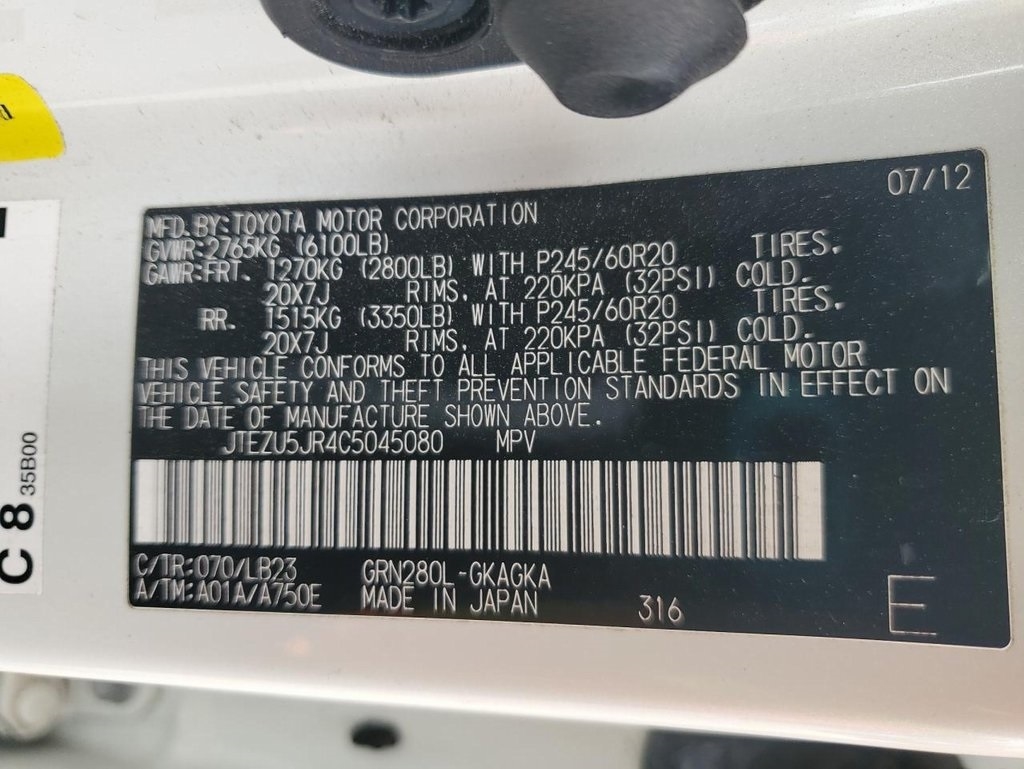 Toyota 4Runner Limited 2WD V6 2012