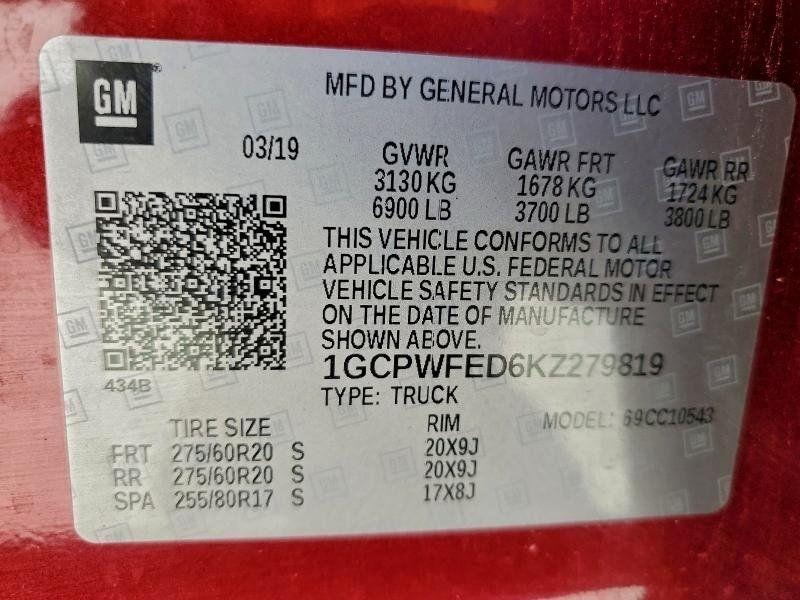 Chevrolet Silverado 1500 High Country Crew Cab 2WD 2019