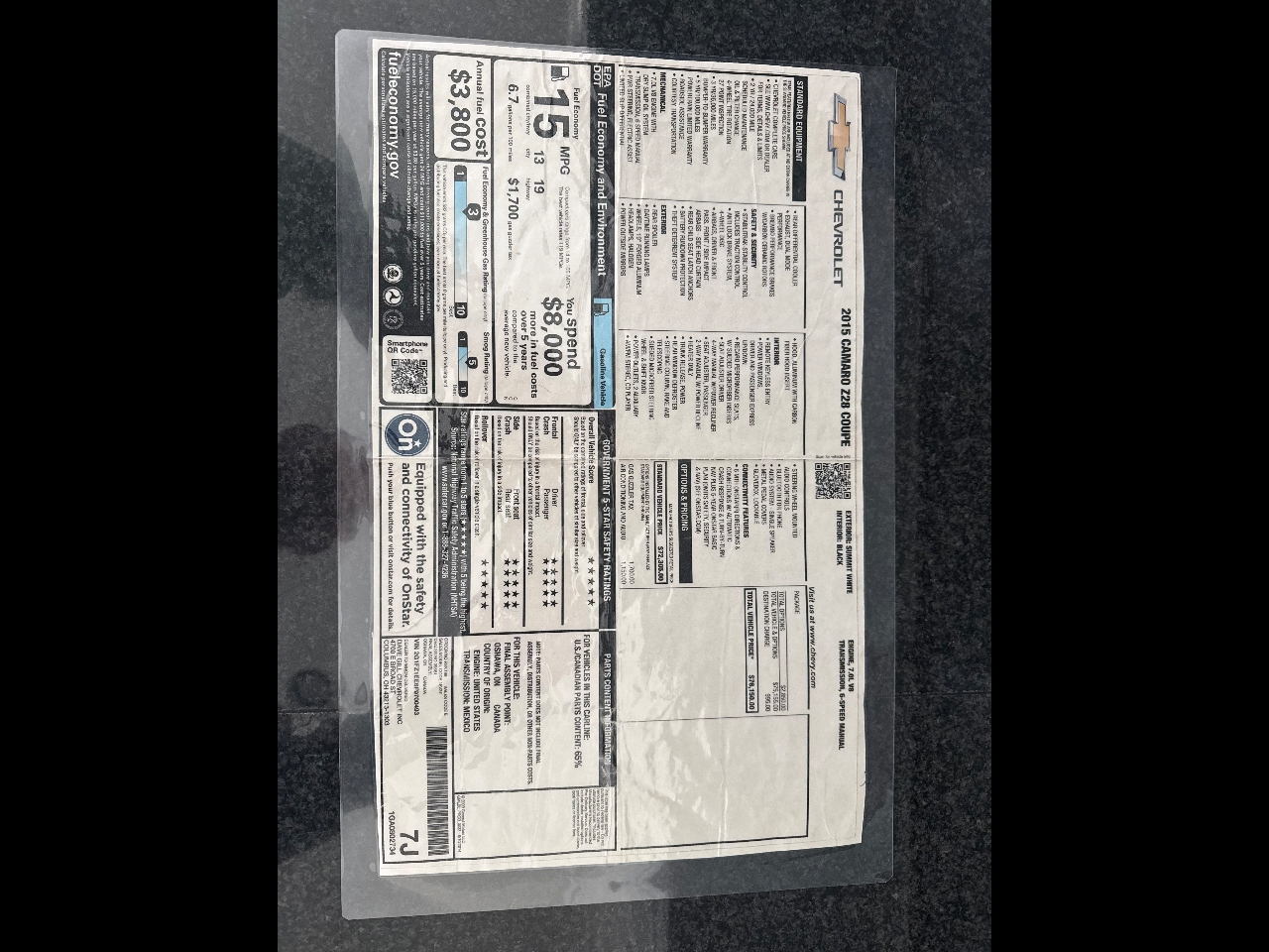 2015 Chevrolet Camaro Z28 Coupe