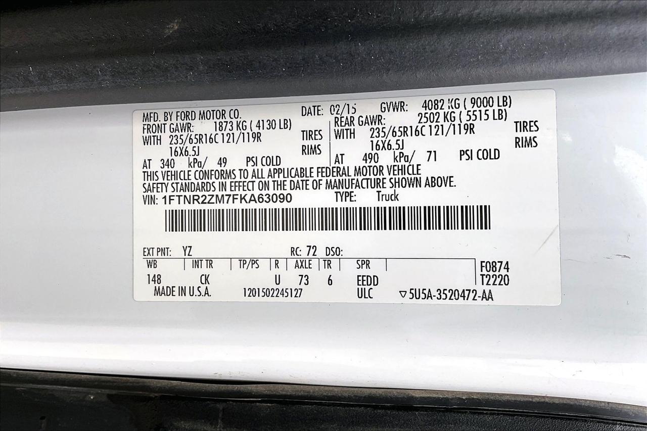 Ford Transit Cargo Van T-250 148" Low Rf 9000 GVWR Swing-Out RH Dr 2015