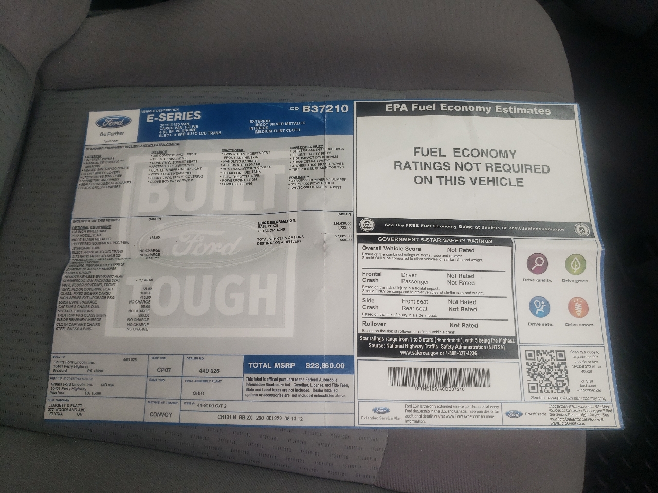 Ford Econoline Cargo Van E-150 Commercial 2012 Ford Econoline Cargo Van E-150 Commercial 2012
