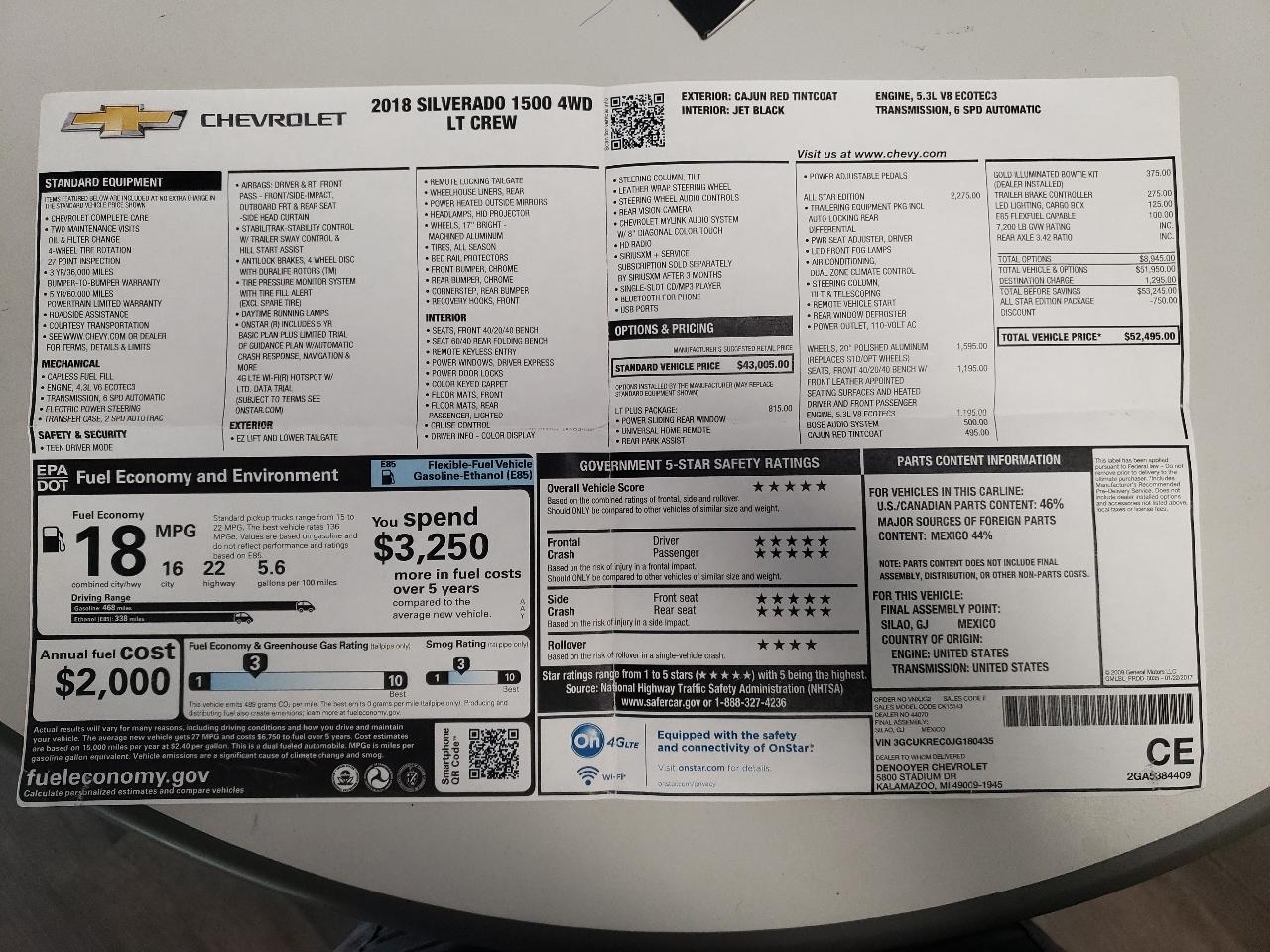 Chevrolet Silverado 1500 4WD Crew Cab 143.5" LT w/1LT 2018