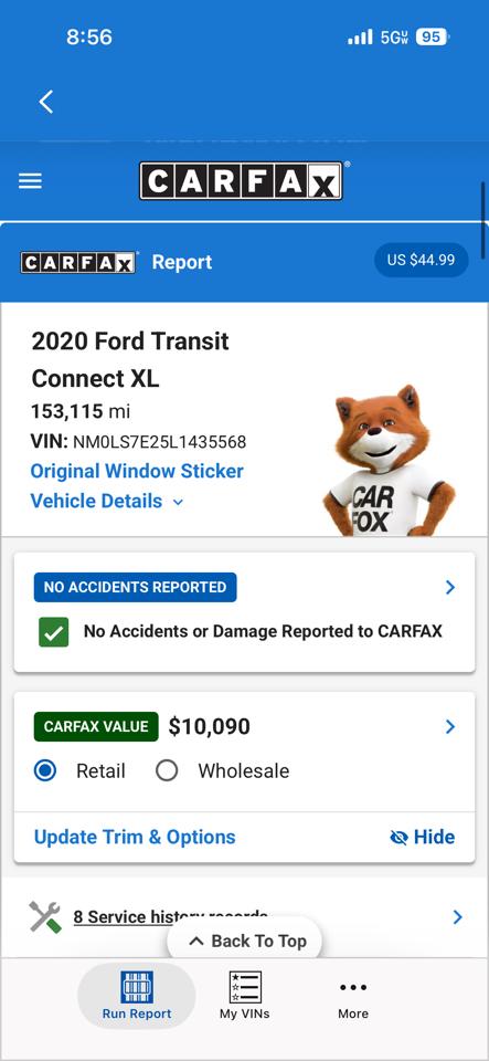 Ford Transit Connect Van XL LWB w/Rear Symmetrical Doors 2020