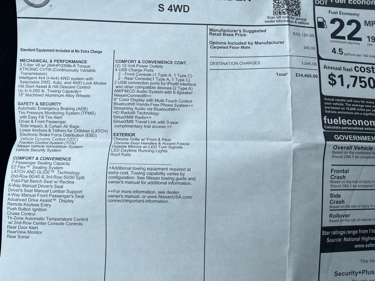 Nissan Pathfinder S 4WD 2019