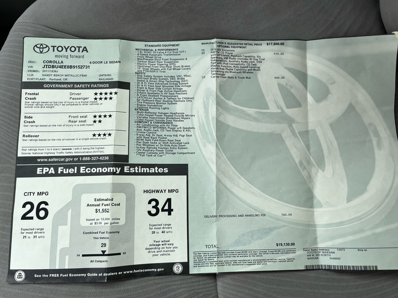 Toyota Corolla LE 2011