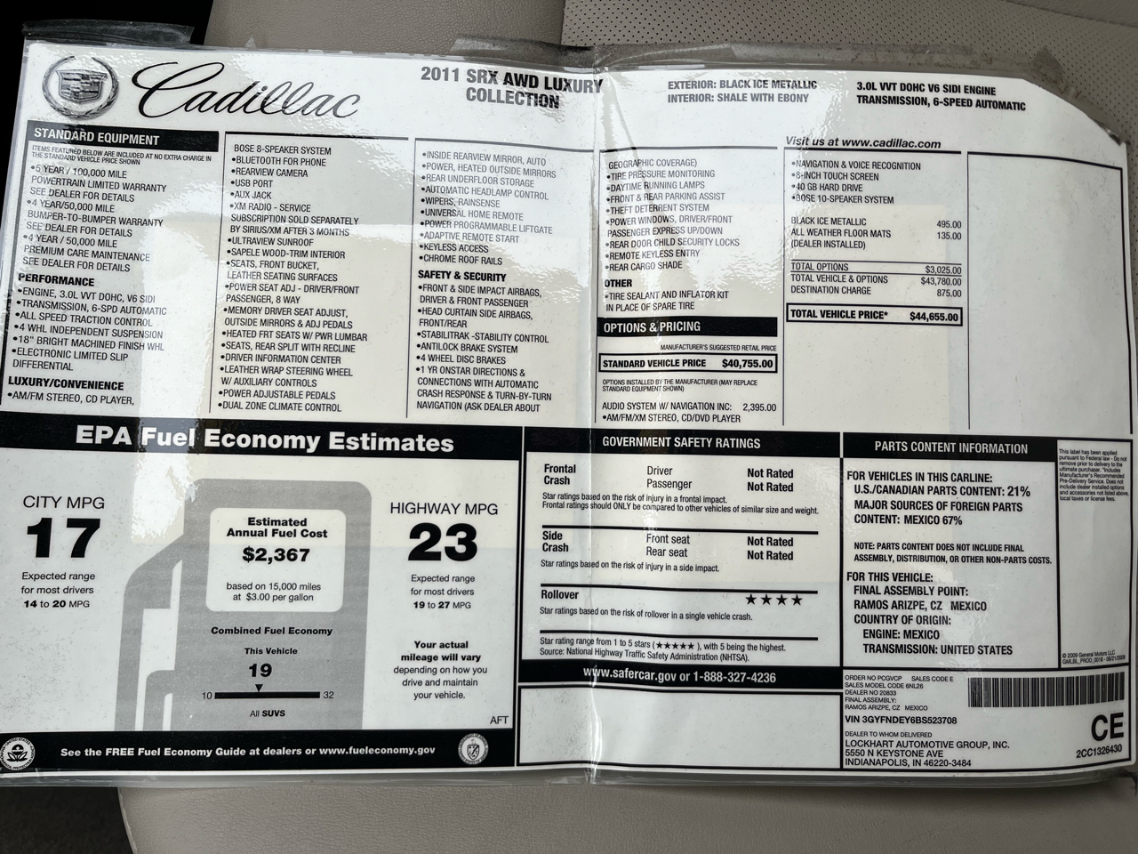 Cadillac SRX Luxury Collection AWD 2011