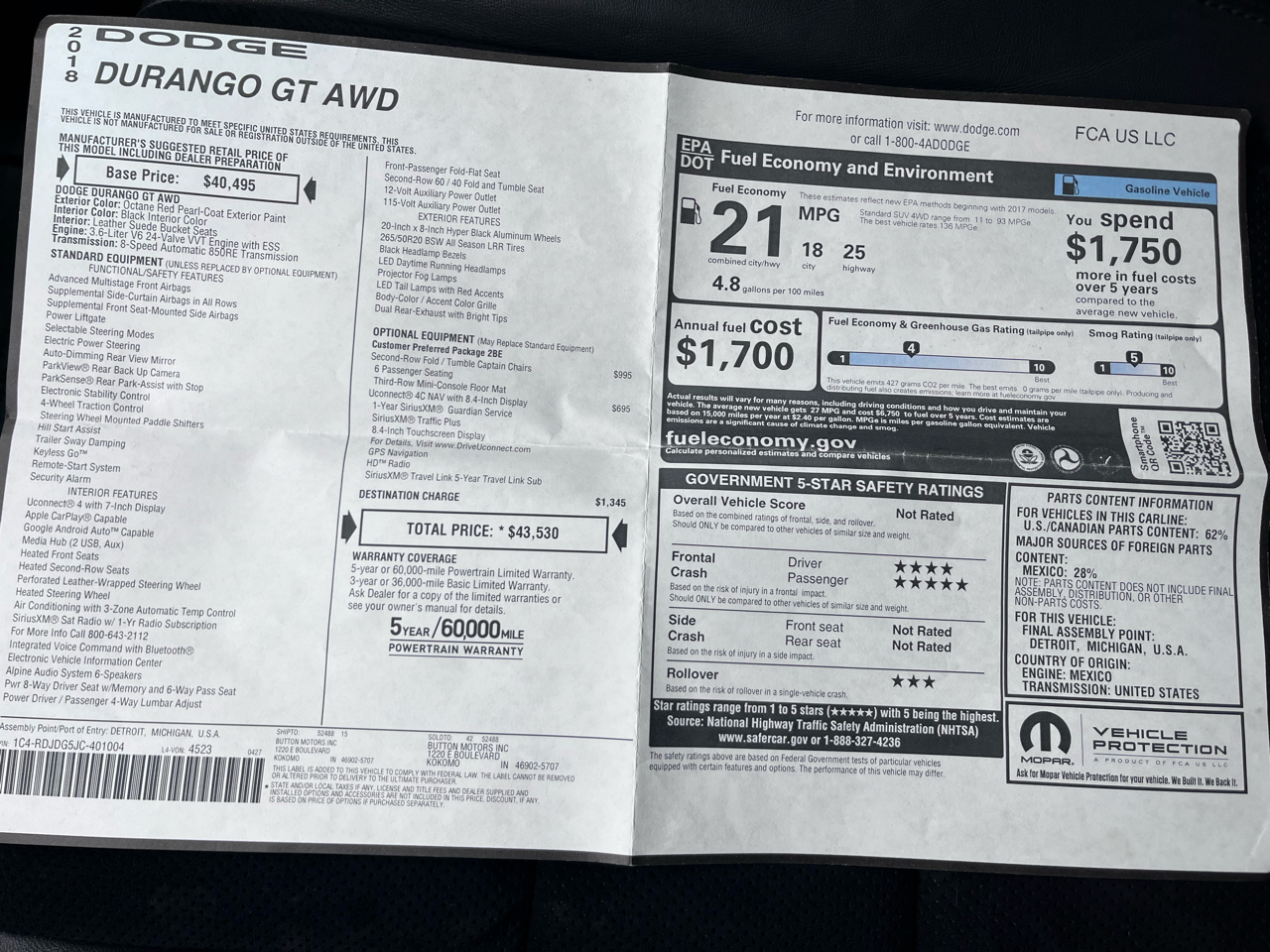 Dodge Durango GT AWD 2018