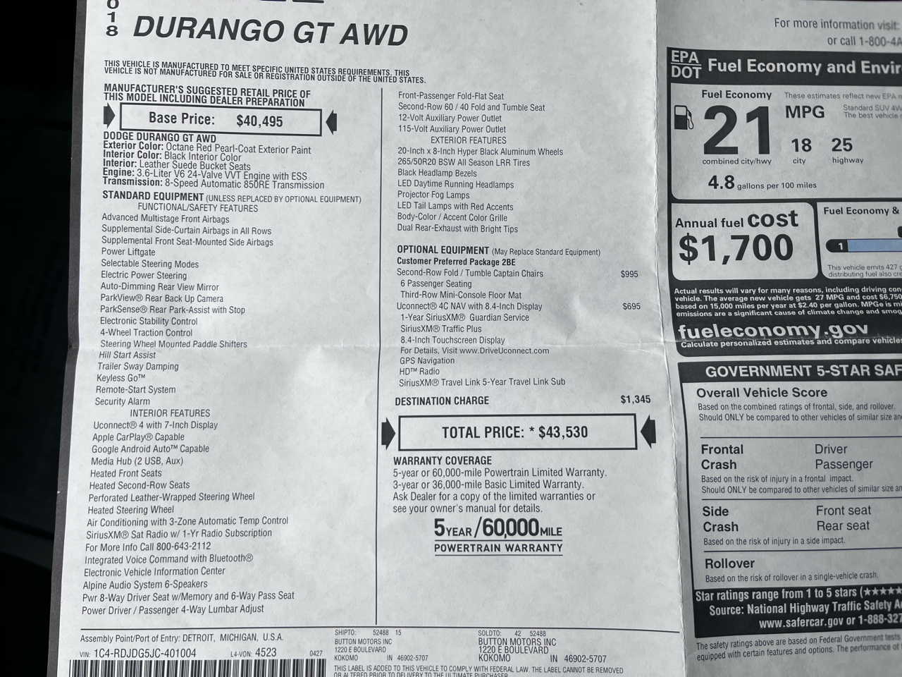 Dodge Durango GT AWD 2018