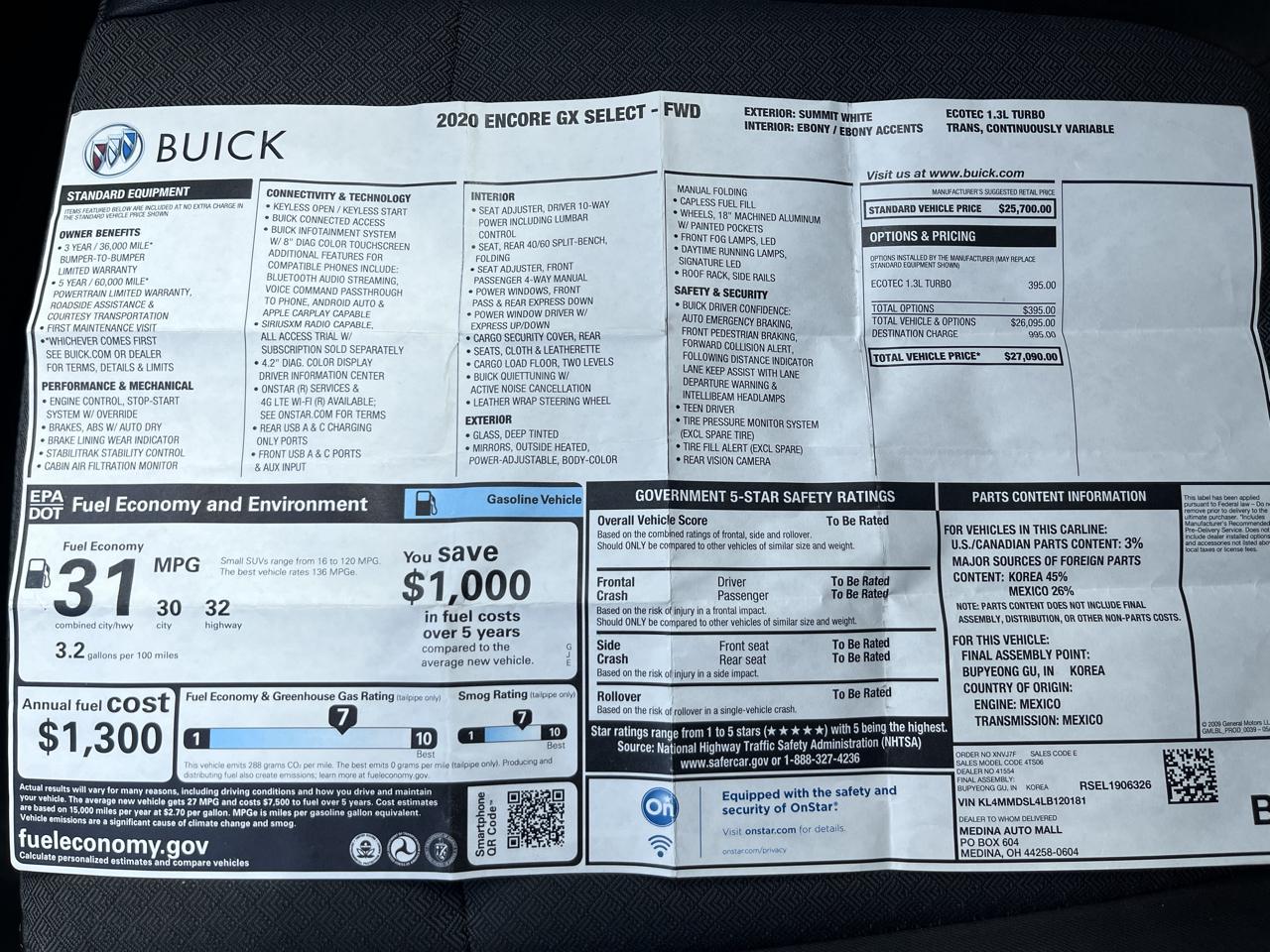 Buick Encore GX Select 2020