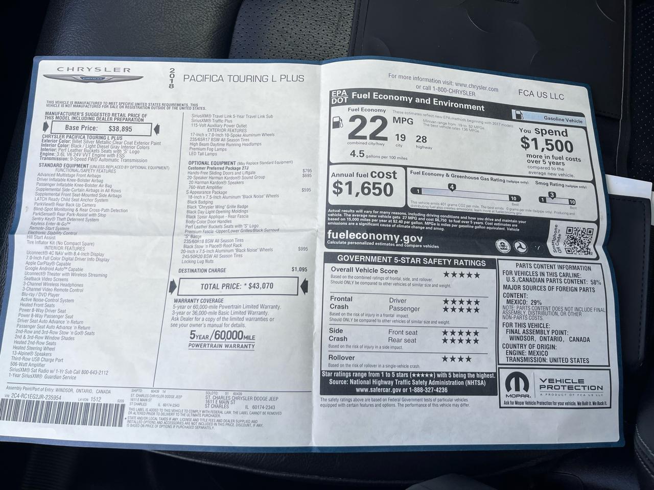 Chrysler Pacifica Touring-L Plus 2018