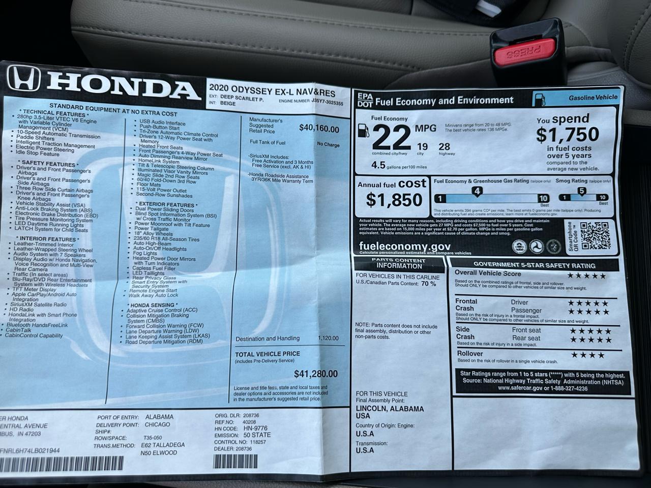 Honda Odyssey EX-L Auto 2020