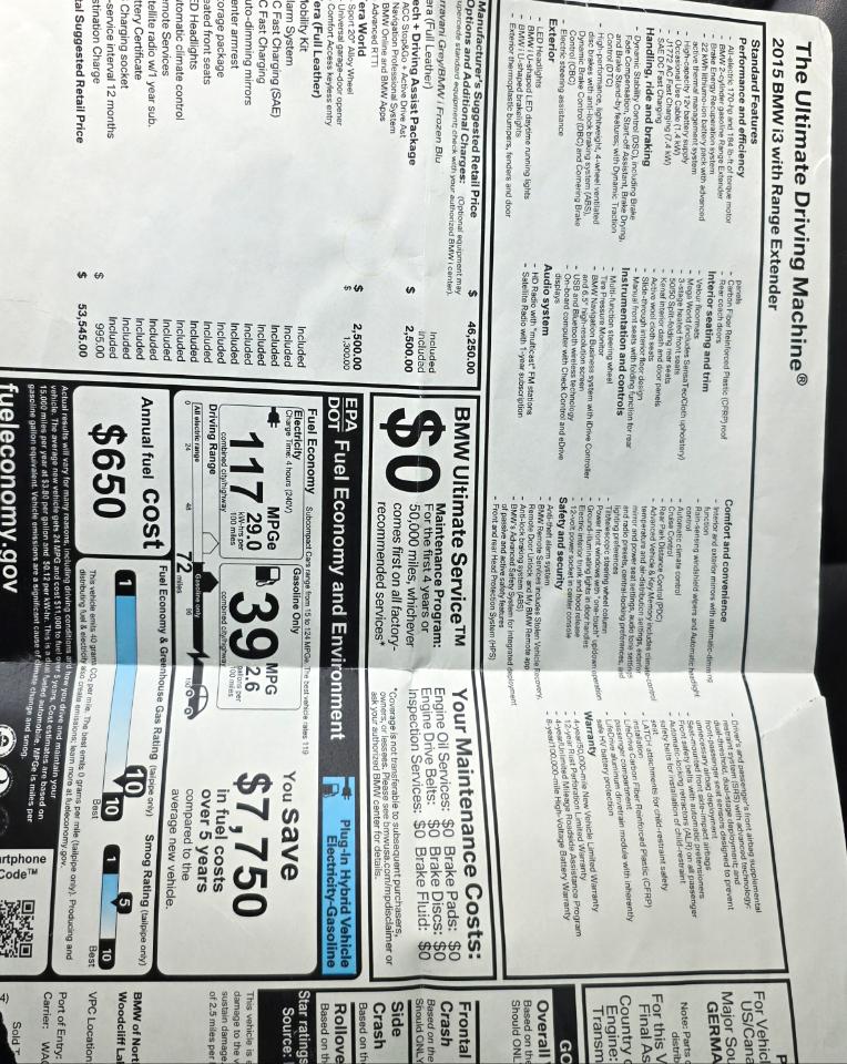 BMW i3 Base w/Range Extender 2015