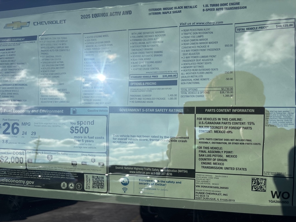 Chevrolet Equinox AWD 4dr ACTIV w/KDZ 2025 Chevrolet Equinox AWD 4dr ACTIV w/KDZ 2025