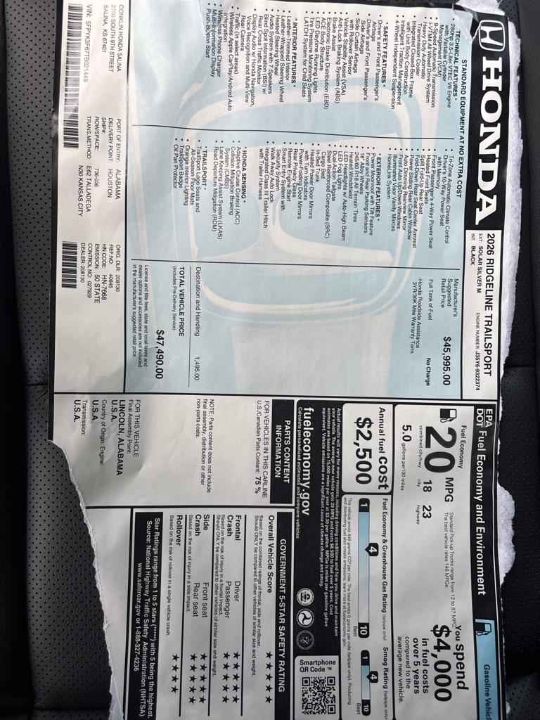 Honda Ridgeline TrailSport AWD 2026