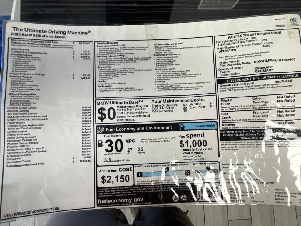 BMW 5 Series 530i xDrive Sedan 2024