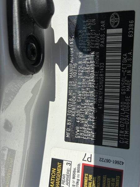 Toyota Camry XLE V6 2017