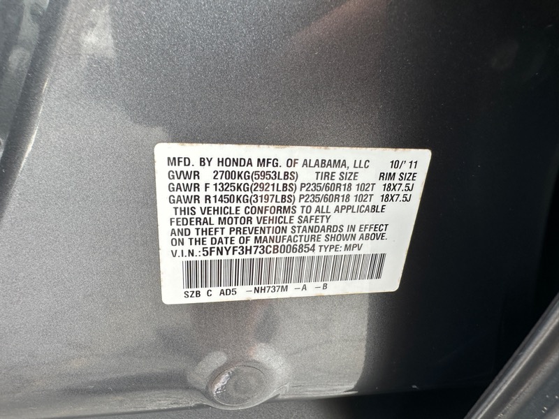 Honda Pilot EX-L 2WD 5-Spd AT with Navigation 2012 Honda Pilot EX-L 2WD 5-Spd AT with Navigation 2012