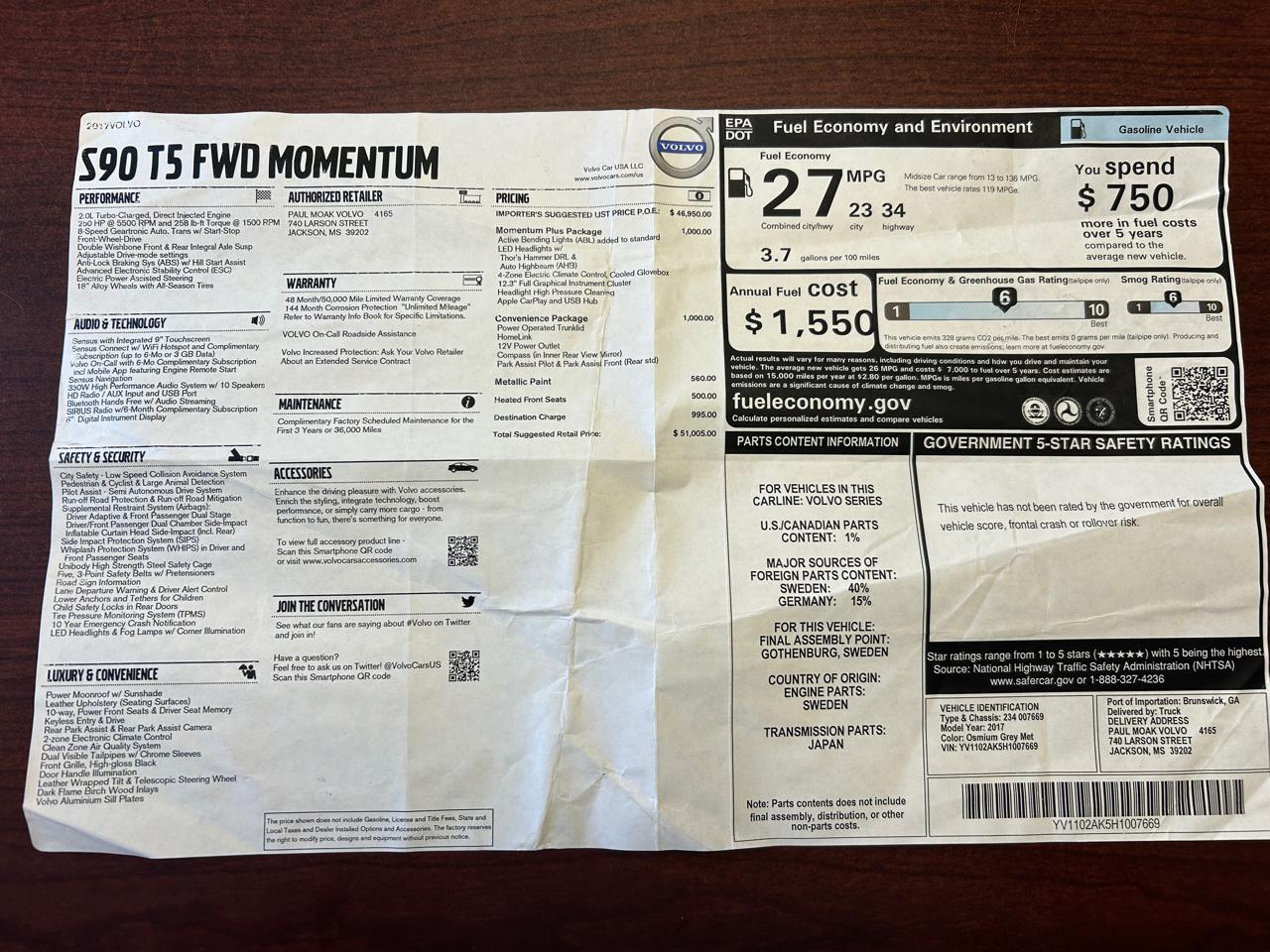 Volvo S90 T5 Momentum 2017