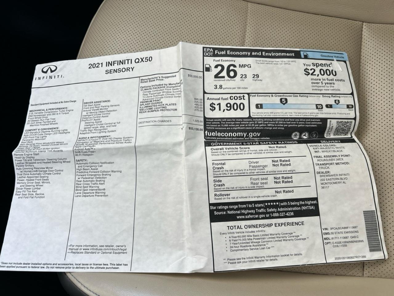 Infiniti QX50 Sensory 2021