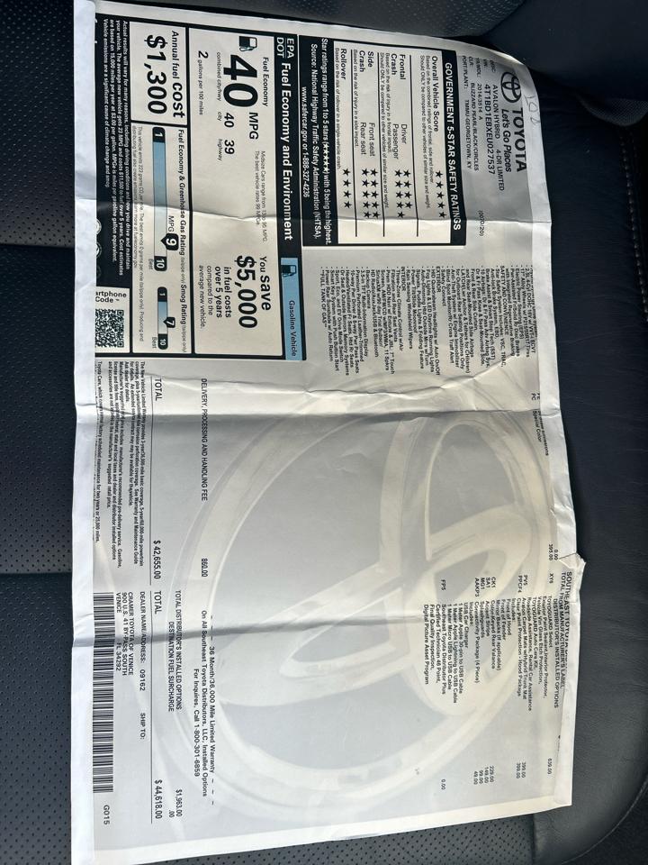 Toyota Avalon Hybrid Limited 2014