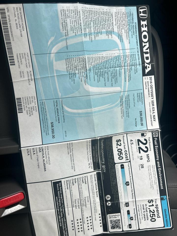 Honda Odyssey EX-L w/ Navigation 2016