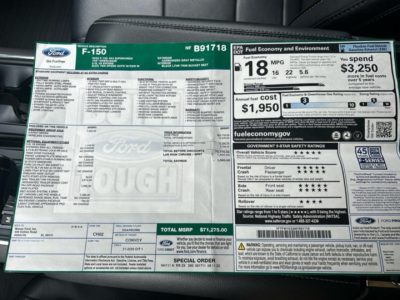Ford F-150 Lariat 4WD SuperCrew 5.5' Box 2022