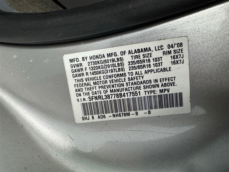 Honda Odyssey EX-L w/ DVD 2008