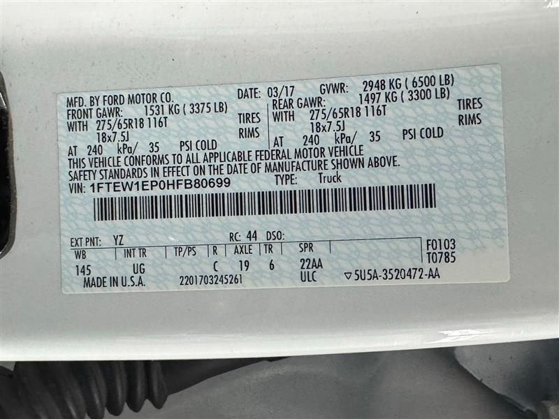 Ford F-150 XLT SuperCrew 6.5-ft. Bed 4WD 2017