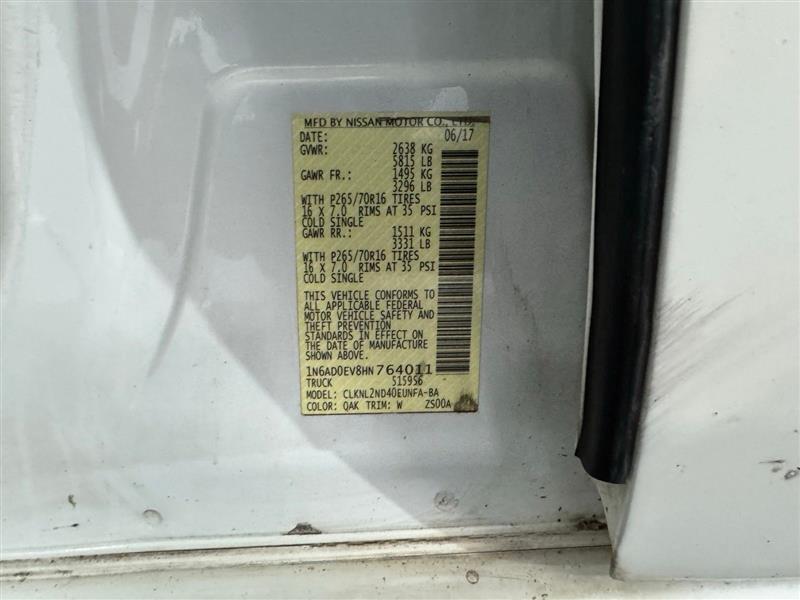 Nissan Frontier SL Crew Cab 5AT 4WD 2017