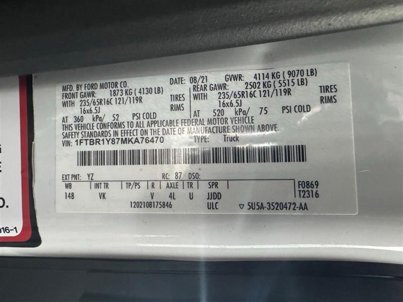 Ford Transit 250 Van Low Roof w/Sliding Pass. 130-in. WB 2021