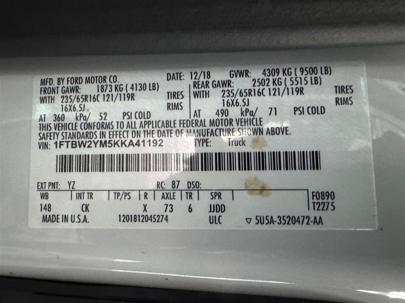 Ford Transit 350 Van Low Roof w/Sliding Pass. 148-in. WB 2019