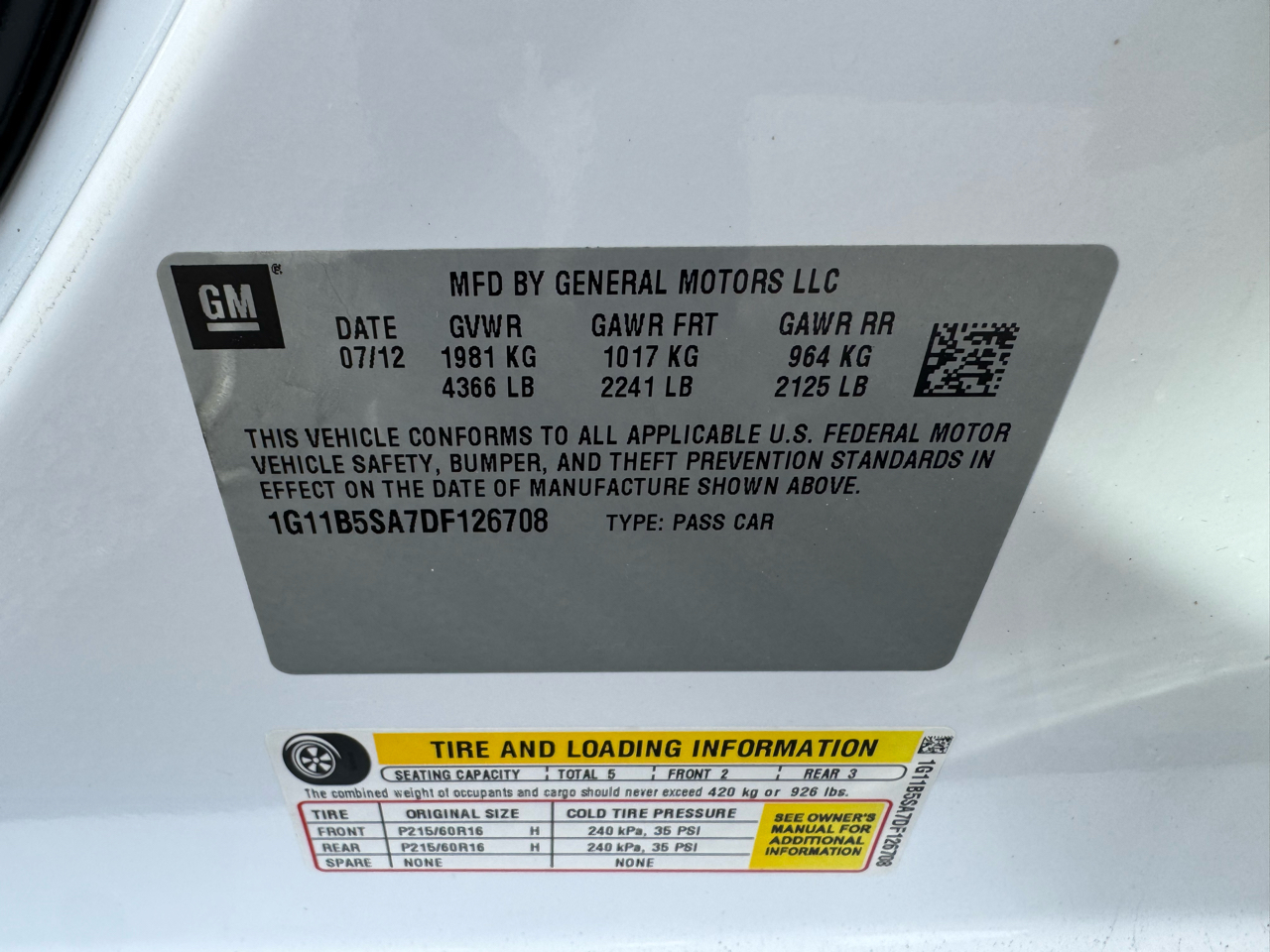 Chevrolet Malibu 4dr Sdn LS w/1LS 2013