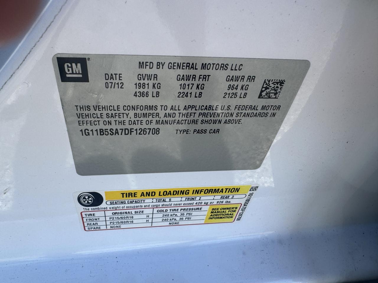 Chevrolet Malibu 4dr Sdn LS w/1LS 2013