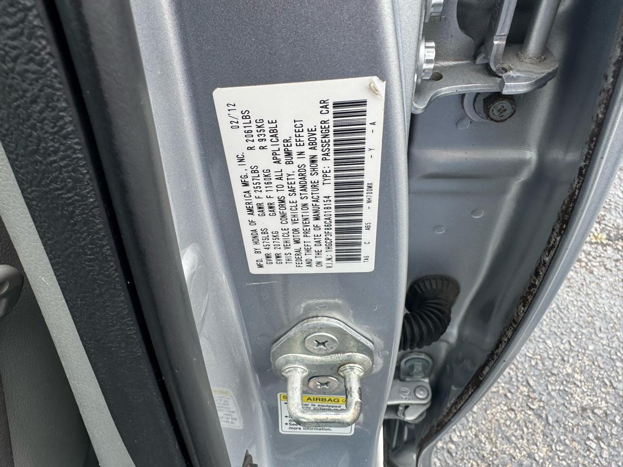 Honda Accord Sdn 4dr V6 Auto EX-L 2012